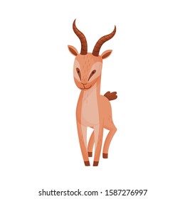 African Gazelle in Standing Pose Stylized Drawing Vector Illustration
