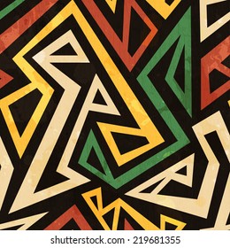 african geometric seamless pattern with grunge effect
