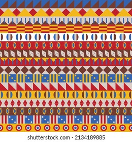 African geometric seamless pattern. Picture art and abstract background. Perfect for fabric print, scarf, shawl, carpet, handkerchief and wallpapers. 