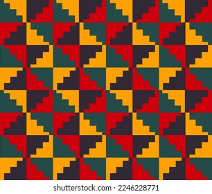 African geometric square triangle colorful pattern. Vector aztec Kilim geometric seamless pattern african colorful style. Abstract geometric pattern use for fabric, textile, home decoration elements.