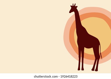 African giraffe pattern background. Giraffe silhouette for design travel agency poster, birthday party invitation, greeting card, souvenir shop poster etc