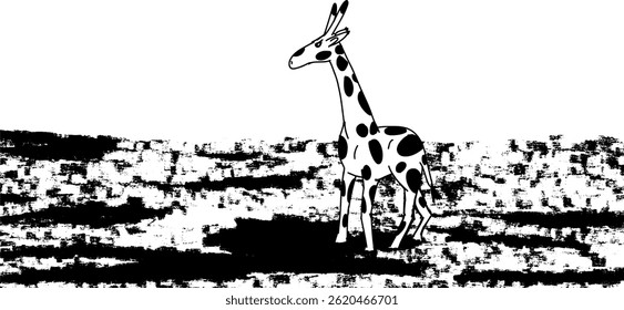 African giraffe in wilderness vector illustration 