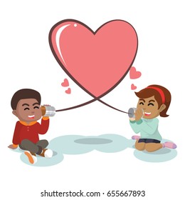 african girl and african boy with string shaped heart