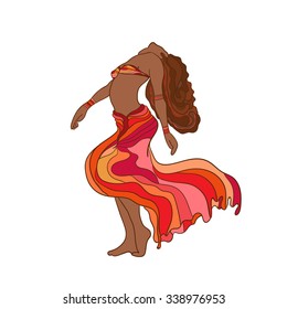 African girl dance in colorful dress