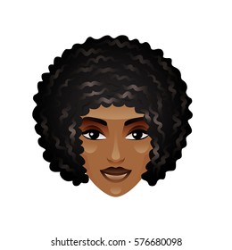 African girl face isolated cartoon vector illustration