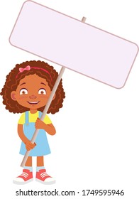 African Girl holding banner. Vector illustration