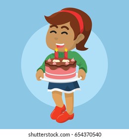 african girl holding cake