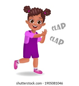 african girl kid clapping vector