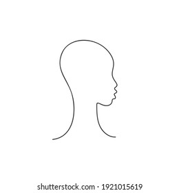 African girl in profile with bald head Continuous one line drawing, Vector female illustration made of single line, Cute afro teenage face minimalist black and white