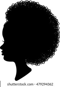 African Girl Profile Silhouette - Vector illustration