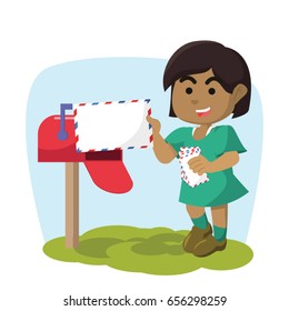 african girl receiving mail box