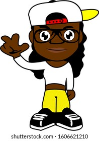 African girl standing and posing vector cartoon