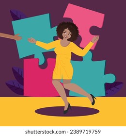 African girl vector illustration, A girl helping hand illustration, A fashion girl illustration