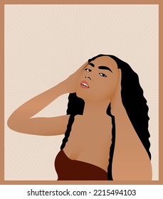 African Girl Vector Illustration. Young African American woman.