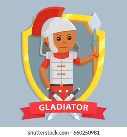 african gladiator in gold emblem