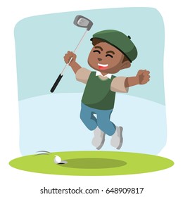 african golf player happy