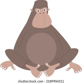 African gorilla, the most powerful primate in natur on a white background. suitable for mascots, symbols, illustrations, icons, vectors, cartoon characters, sticker. Ape, monkey, strong, cute, happy