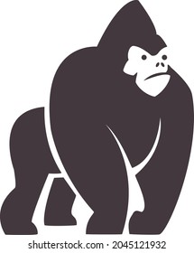 African gorilla vector illustration.
Gorilla logo icon, side view profile.