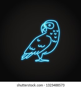 African grey parrot icon in glowing neon style