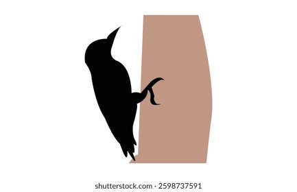 African grey woodpecker bird Silhouette Design  And Vector Illustration. 