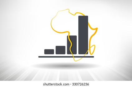 African Growth. Concept of growing graph with drawn contour of Africa