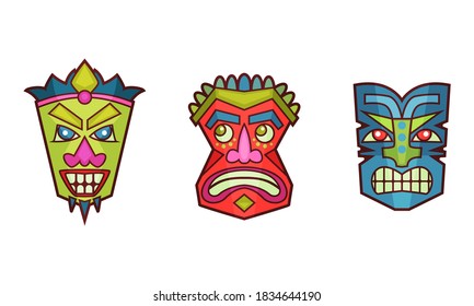 African Guise or Mask as Tribal Attribute Vector Set