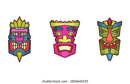 African Guise or Mask as Tribal Attribute Vector Set