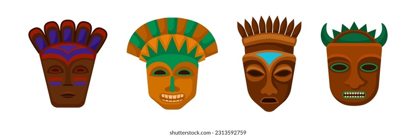 African Guise or Mask as Tribal Attribute Vector Set