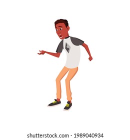 African Guy Drop Phone In River Cartoon Vector. African Guy Drop Phone In River Character. Isolated Flat Cartoon Illustration