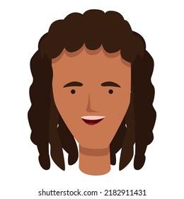 African Hair Icon Cartoon Vector. Man Rasta. Curly Style