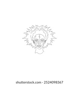 African Halloween gothic psychologic face line art illustration