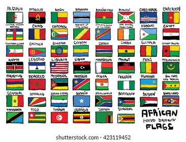 African hand drawn flags