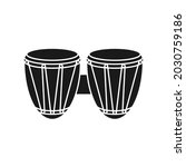African hand drum or bongo drum in vector icon