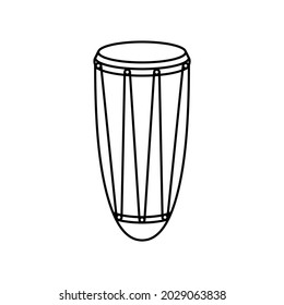 African hand drum or conga drum in vector icon