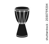 African hand drum or djembe drum in vector icon