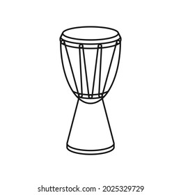 African hand drum or djembe drum in vector icon