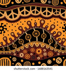 Afrikanische Hand gezeichnetes Ethno-Muster, Stammeshintergrund. Es kann für Bildschirmhintergründe, Webseiten und andere verwendet werden.  Vektorgrafik.