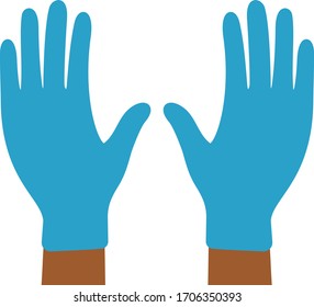 African  hands in black antivirus gloves. Protection  latex gloves concept illustration, Doctor, surgeon, nurse hands