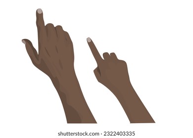 African hands are touching, flat vector illustration. 