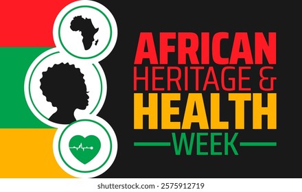 African Heritage and Health Week background banner or poster design template. observed every year in February. Holiday concept. Use to any Template, card, poster, placard, template.