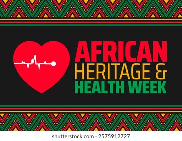 African Heritage and Health Week background banner or poster design template. observed every year in February. Holiday concept. Use to any Template, card, poster, placard, template.