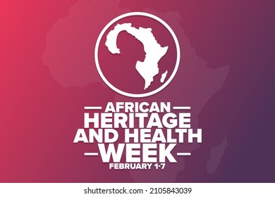 African Heritage and Health Week. February 1-7. Holiday concept. Template for background, banner, card, poster with text inscription. Vector EPS10 illustration
