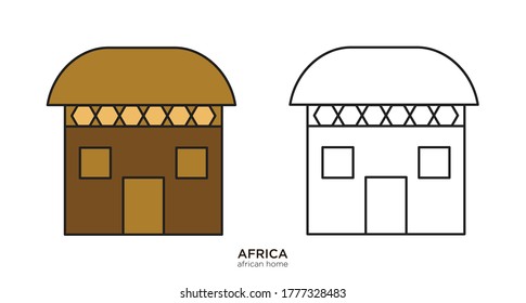 African home vector illustration lineal color and filled design