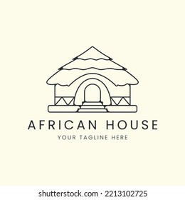 casa africana con estilo de línea de arte logo ilustración vectorial diseño de icono