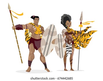 african hunter couple