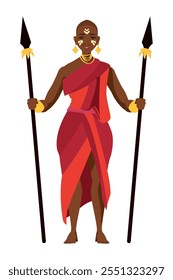 Mujer africana del cazador diseño aislado