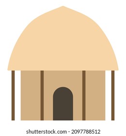 african hut flat clipart vector illustration