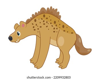 African hyena concept. Dangerous animal, predator and mammal. Sticker for social networks, graphic element for printing on clothes. Biology, nature and wild life. Cartoon flat vector illustration