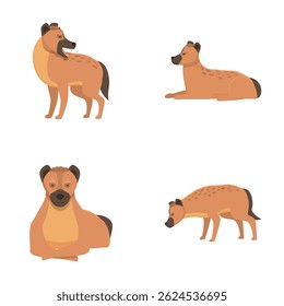 African hyena icons set cartoon vector. Spotted wild hyena. Nature, animal