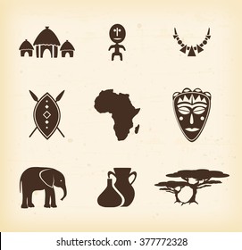 African icon set vector